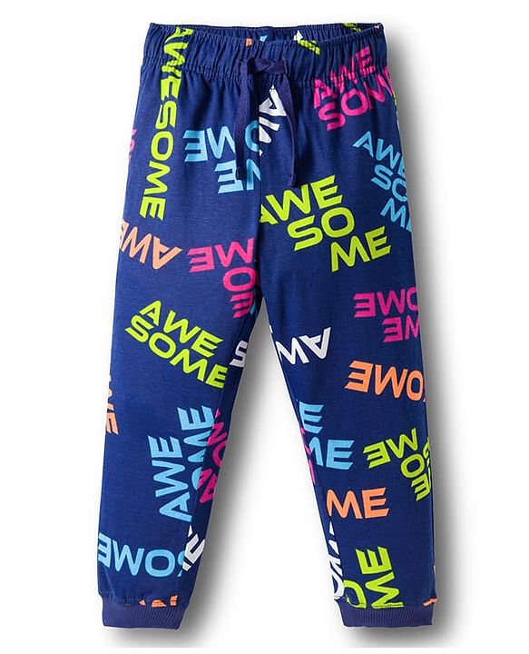 Pine Kids Single Jersey Knit Half Sleeves T-Shirt & Lounge Pant Co-ords Night Suit With Awesome Print - Navy Blue