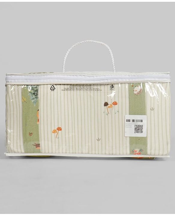 Babyhug Premium 100% Cotton Head Shaping Foam Pillow Woodland Print - Beige & Green