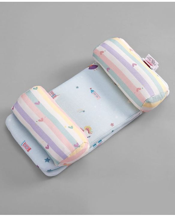 Babyhug Premium 100% Cotton Head Shaping Foam Pillow Woodland Print - Beige & Green
