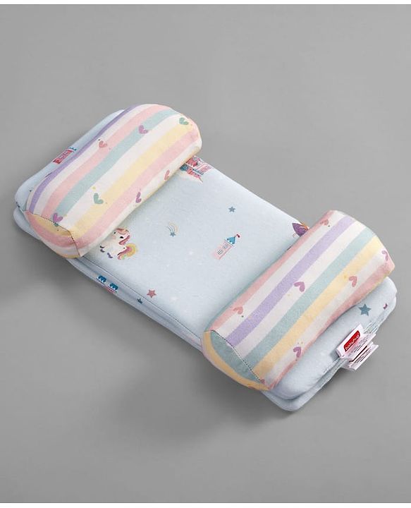 Babyhug Premium 100% Cotton Head Shaping Foam Pillow Woodland Print - Beige & Green