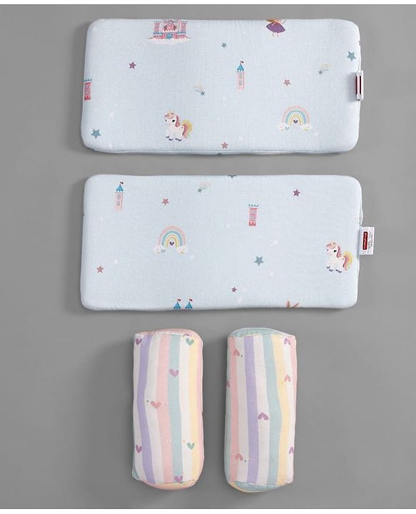 Babyhug Premium 100% Cotton Head Shaping Foam Pillow Woodland Print - Beige & Green