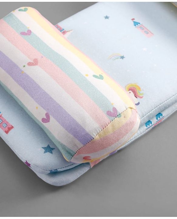Babyhug Premium 100% Cotton Head Shaping Foam Pillow Woodland Print - Beige & Green