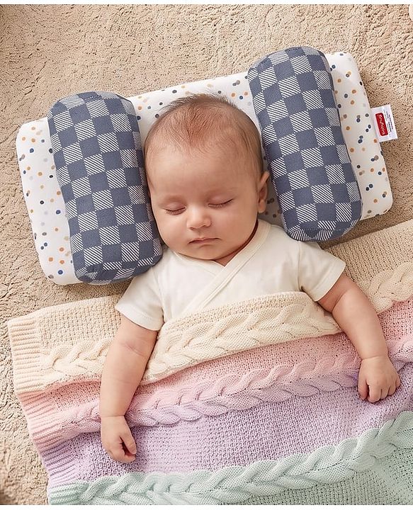 Babyhug Premium 100% Cotton Head Shaping Foam Pillow Woodland Print - Beige & Green