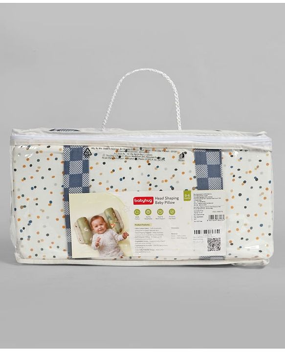 Babyhug Premium 100% Cotton Head Shaping Foam Pillow Woodland Print - Beige & Green
