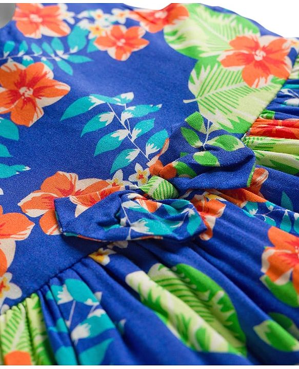 Babyhug Cotton Woven Sleeveless Frock with Floral Print - Multicolour
