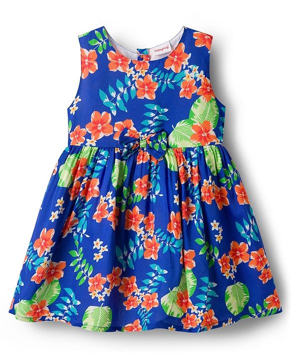 Babyhug Cotton Woven Sleeveless Frock with Floral Print - Multicolour