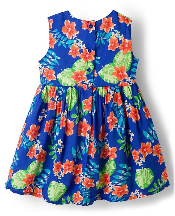 Babyhug Cotton Woven Sleeveless Frock with Floral Print - Multicolour