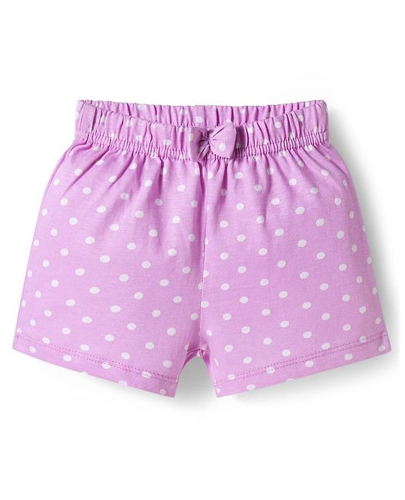 Babyhug 100% Cotton Single Jersey Knit Mid Thigh Shorts With Floral Print Pack Of 2 - Navy Blue & Purple