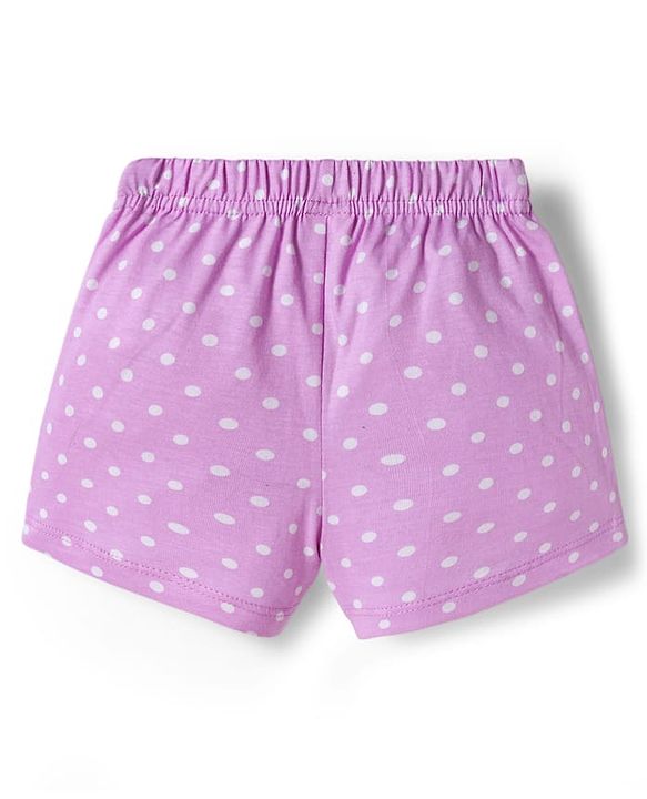 Babyhug 100% Cotton Single Jersey Knit Mid Thigh Shorts With Floral Print Pack Of 2 - Navy Blue & Purple