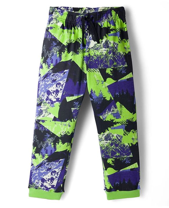 Pine Kids 100% Cotton Bio Washed Half Sleeves Abstract Printed T-Shirt & Pyjama Co-Ord Night Suit - Multicolour