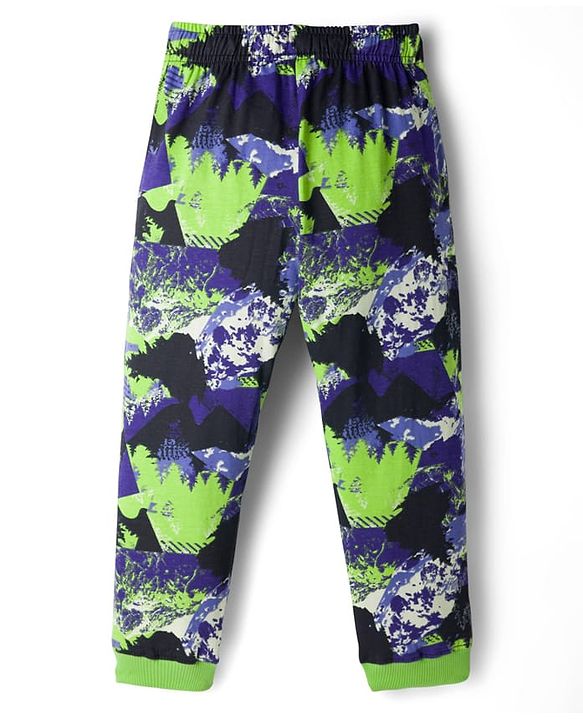 Pine Kids 100% Cotton Bio Washed Half Sleeves Abstract Printed T-Shirt & Pyjama Co-Ord Night Suit - Multicolour
