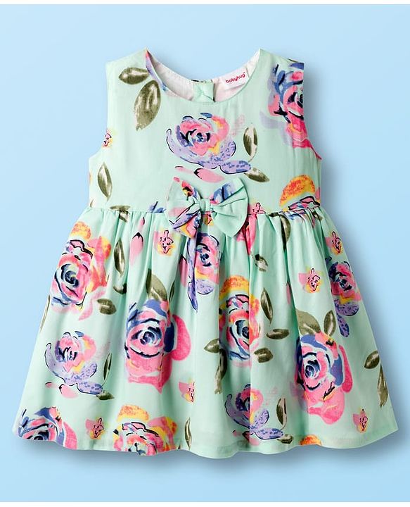 Babyhug Cotton Woven Sleeveless Frock with Floral Print - Multicolour