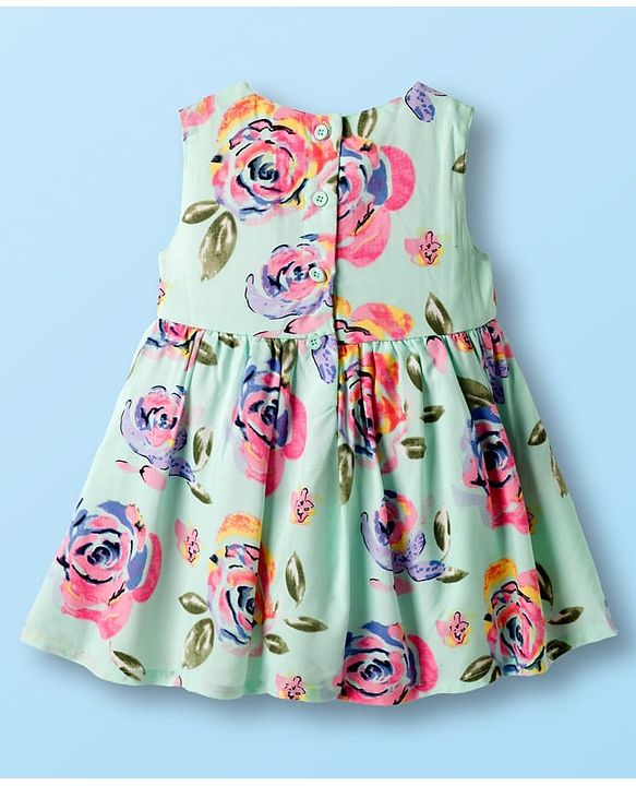 Babyhug Cotton Woven Sleeveless Frock with Floral Print - Multicolour