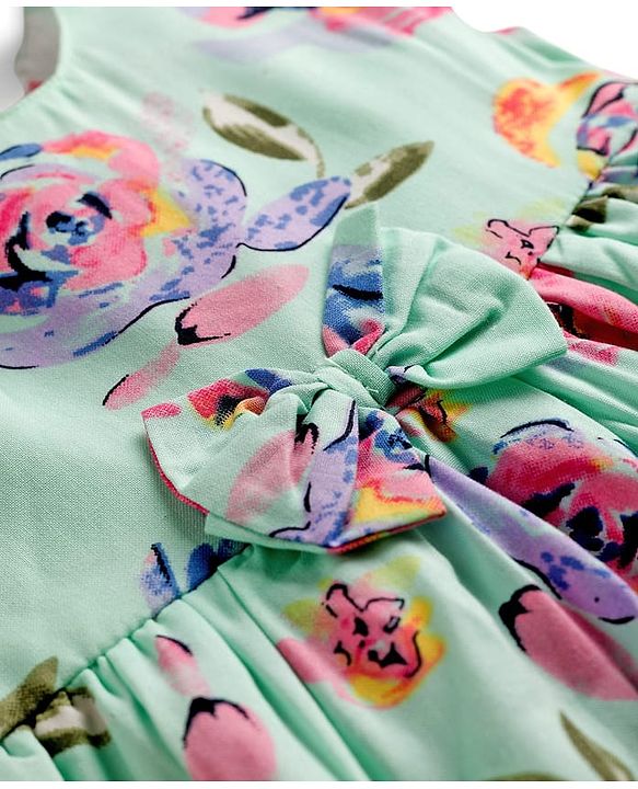 Babyhug Cotton Woven Sleeveless Frock with Floral Print - Multicolour