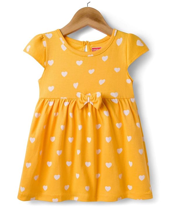 Babyhug 100% Cotton Knit Half Sleeves Floral Printed  Frock With Bow Pack Of  2- Multicolour