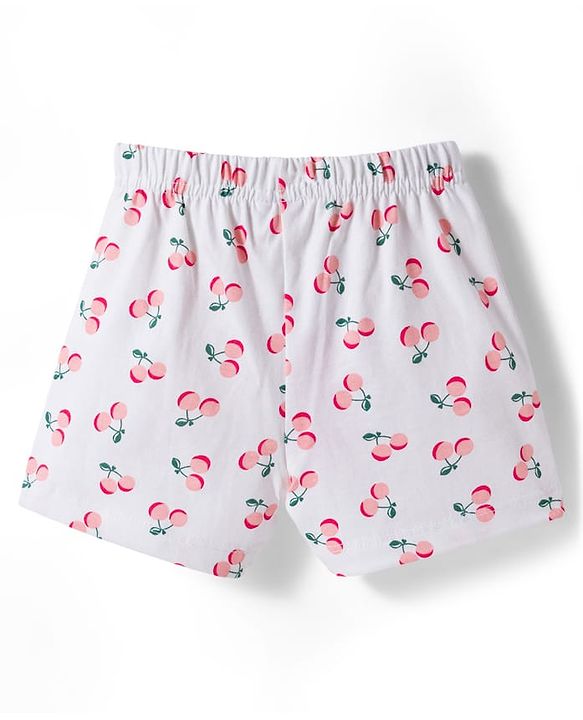 Babyhug Single Jersey Knit Cherry Printed Shorts With Bow Pack Of 2 -  Multicolour