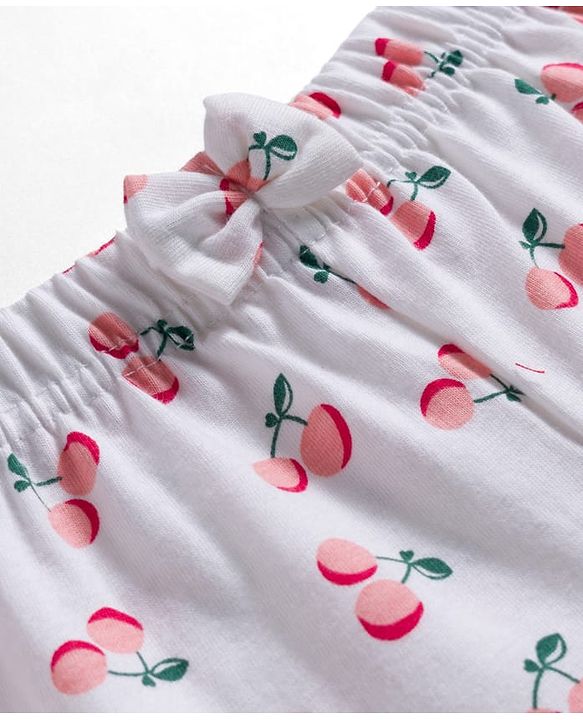 Babyhug Single Jersey Knit Cherry Printed Shorts With Bow Pack Of 2 -  Multicolour
