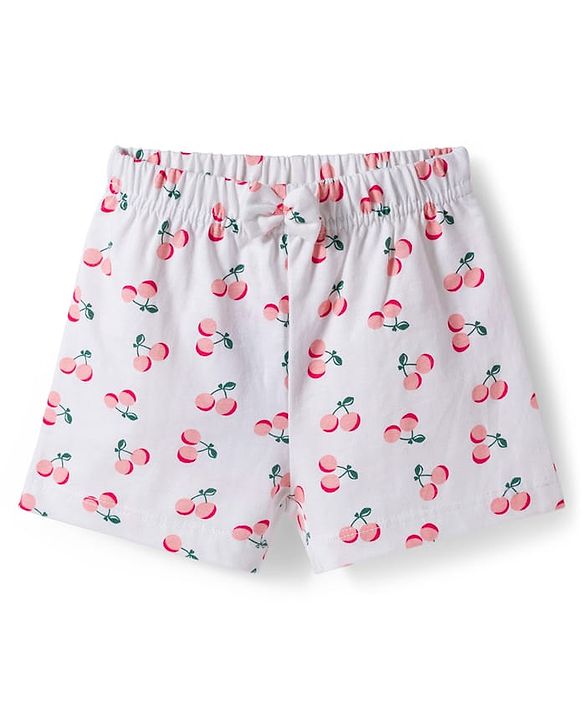 Babyhug Single Jersey Knit Cherry Printed Shorts With Bow Pack Of 2 -  Multicolour