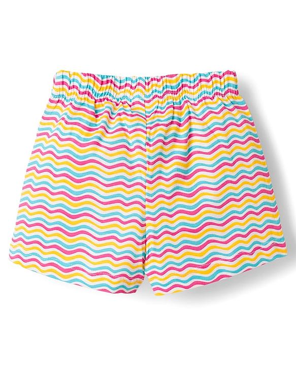 Babyhug Single Jersey Knit Mid Thigh Shorts With Star Print Pack Of 2 - Pink & Yellow