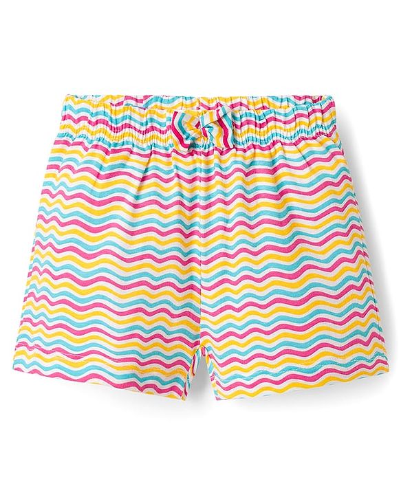 Babyhug Single Jersey Knit Mid Thigh Shorts With Star Print Pack Of 2 - Pink & Yellow