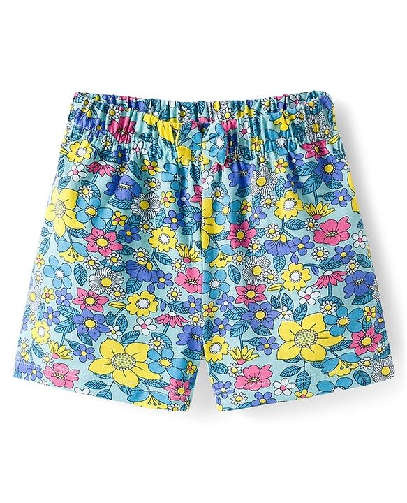 Babyhug Single Jersey Knit Floral Printed Shorts With Bow Pack Of 3- Multicolour
