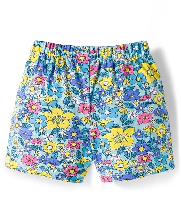 Babyhug Single Jersey Knit Floral Printed Shorts With Bow Pack Of 3- Multicolour