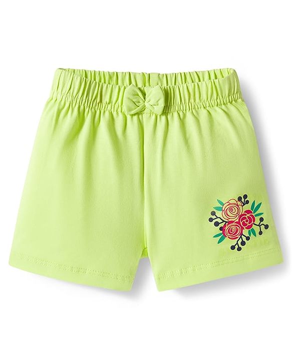Babyhug Single Jersey Knit Floral Printed Shorts With Bow Pack Of 3- Multicolour