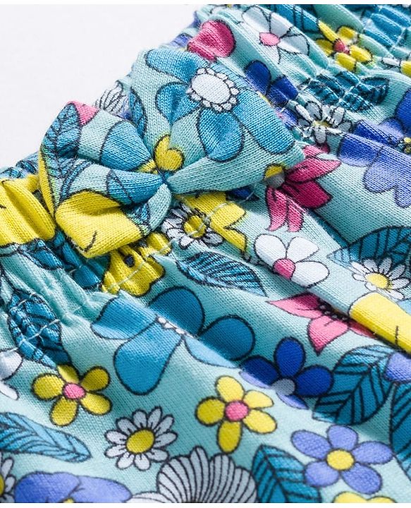 Babyhug Single Jersey Knit Floral Printed Shorts With Bow Pack Of 3- Multicolour