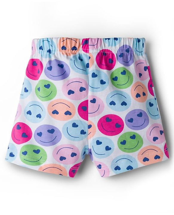 Babyhug Single Jersey Knit Mid Thigh Shorts With Floral Print Pack Of 3 - Light Green Orange & White