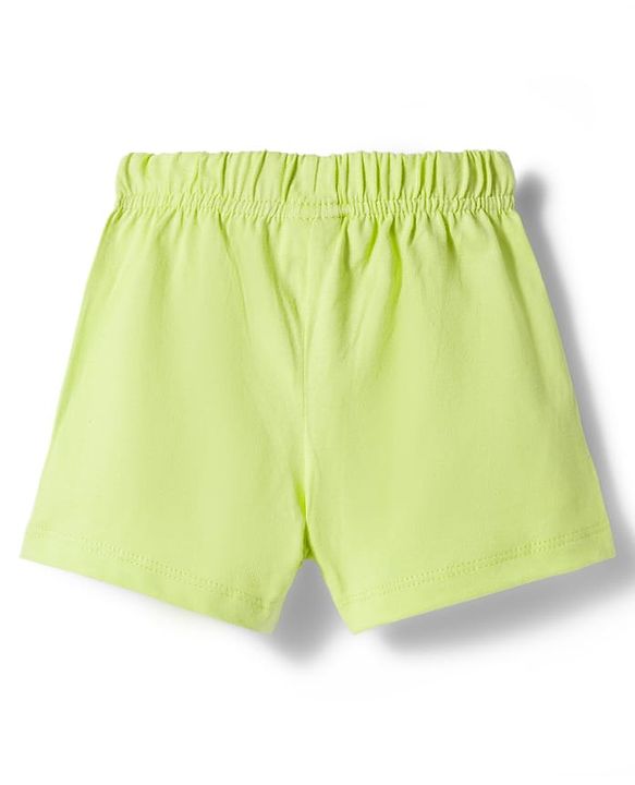 Babyhug Single Jersey Knit Mid Thigh Fruit & Polka Dot Printed Shorts With Bow Applique Pack of 3 - Light Green Dark Pink & White