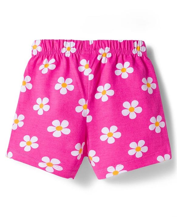 Babyhug Single Jersey Knit Mid Thigh Shorts With Floral Bird & Polka Dot Print Pack of 3 - Pink & Blue