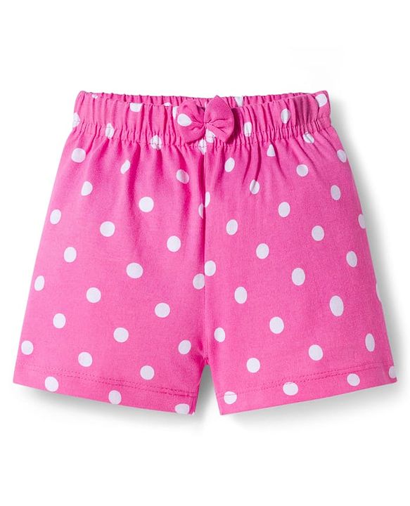 Babyhug Single Jersey Knit Mid Thigh Shorts With Floral Bird & Polka Dot Print Pack of 3 - Pink & Blue