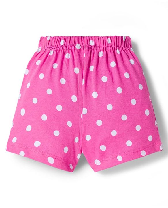 Babyhug Single Jersey Knit Mid Thigh Shorts With Floral Bird & Polka Dot Print Pack of 3 - Pink & Blue