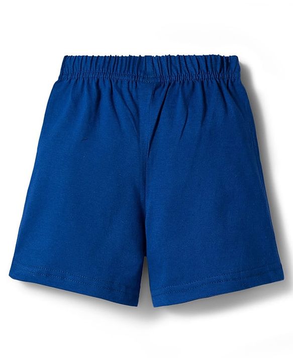 Babyhug Single Jersey Knit Mid Thigh Shorts With Star & Text Print Pack of 2 - Red & Blue