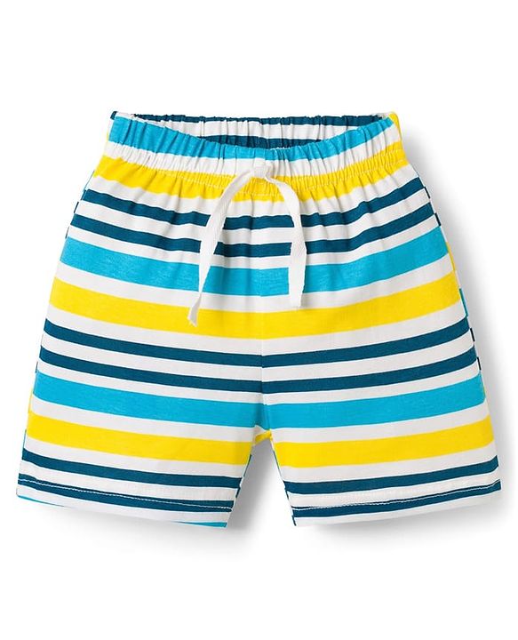 Babyhug Single Jersey Knit Mid Thigh Striped & Basketball Printed Shorts Pack of 3 - Multicolor