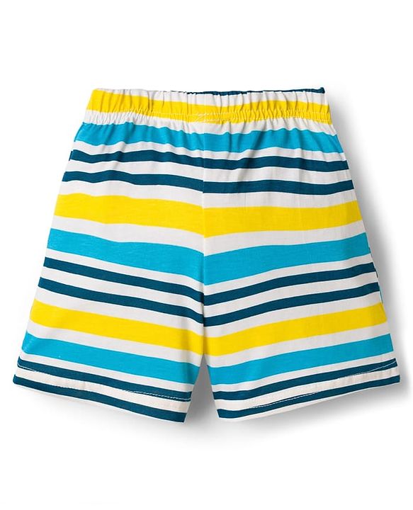 Babyhug Single Jersey Knit Mid Thigh Striped & Basketball Printed Shorts Pack of 3 - Multicolor