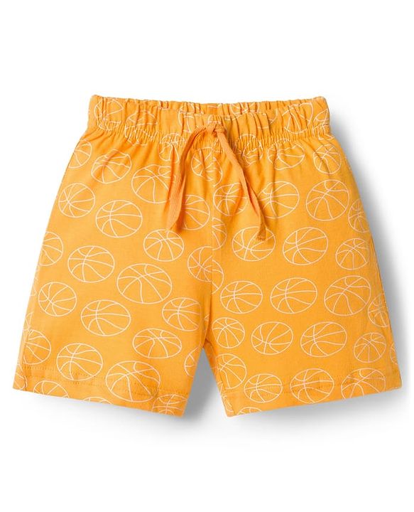 Babyhug Single Jersey Knit Mid Thigh Striped & Basketball Printed Shorts Pack of 3 - Multicolor