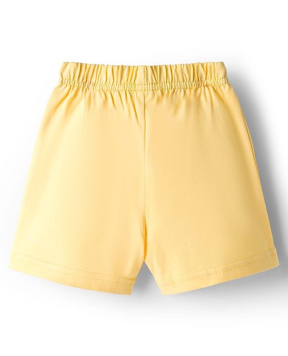 Babyhug Single Jersey knit Mid Thigh Shorts With Text Print Pack Of 3 - Yellow & Blue