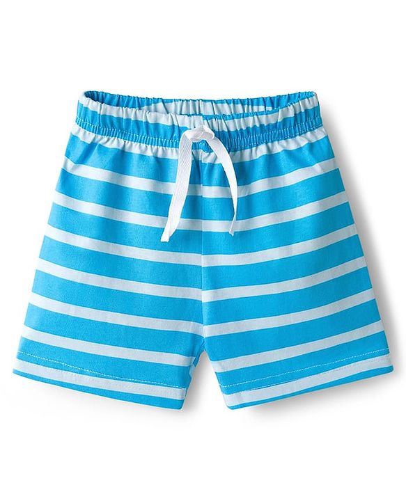 Babyhug Single Jersey knit Mid Thigh Shorts With Text Print Pack Of 3 - Yellow & Blue