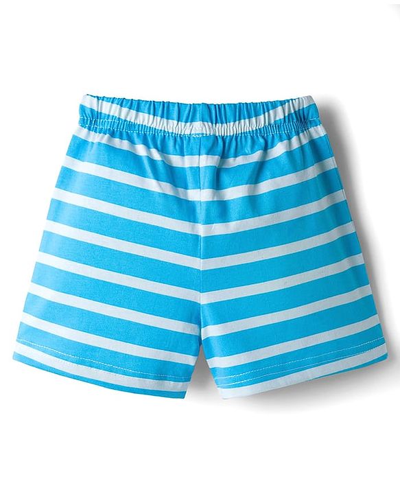 Babyhug Single Jersey knit Mid Thigh Shorts With Text Print Pack Of 3 - Yellow & Blue
