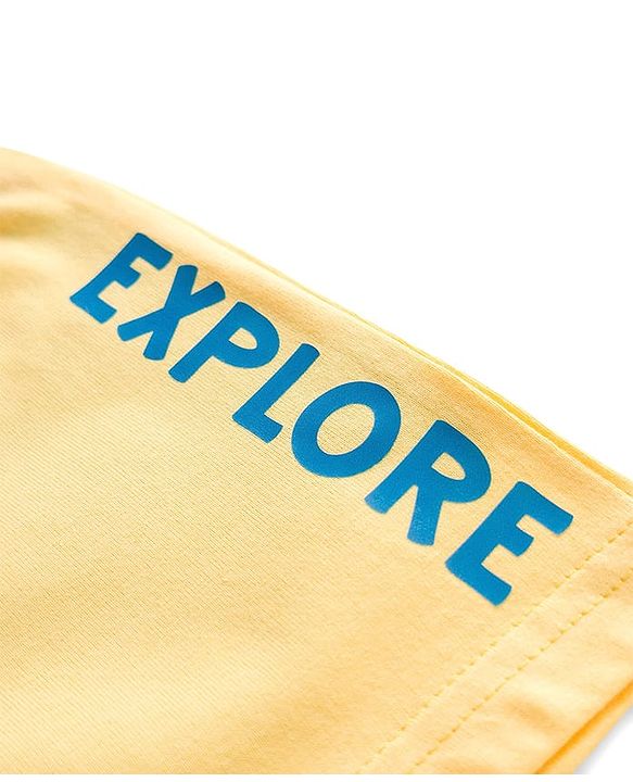 Babyhug Single Jersey knit Mid Thigh Shorts With Text Print Pack Of 3 - Yellow & Blue