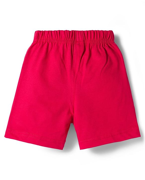 Babyhug Single Jersey Knit Mid Thigh Striped & Text Printed Shorts Pack of 3 - Red Navy Blue & White