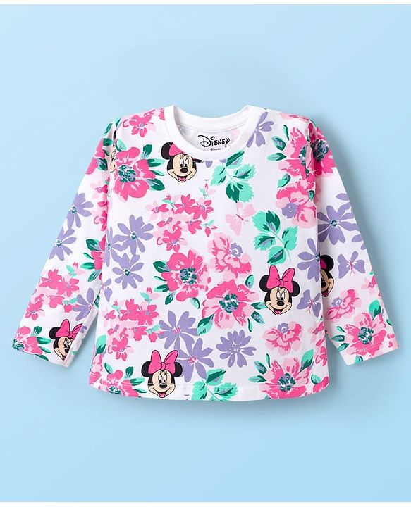 Babyhug Disney Single Jersey Knit Full Sleeves T-Shirts with Minnie Mouse Graphic Pack of 3 - Pink White & Lavender
