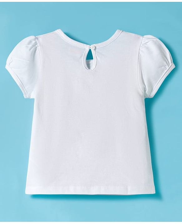 Babyhug Cotton Knit Half Sleeves T-Shirt with Strawberry Print - White