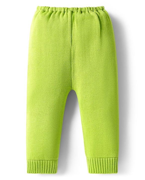 Babyhug Knit Full Sleeves Pullover Striped Sweater Set - Blue & Lime Green