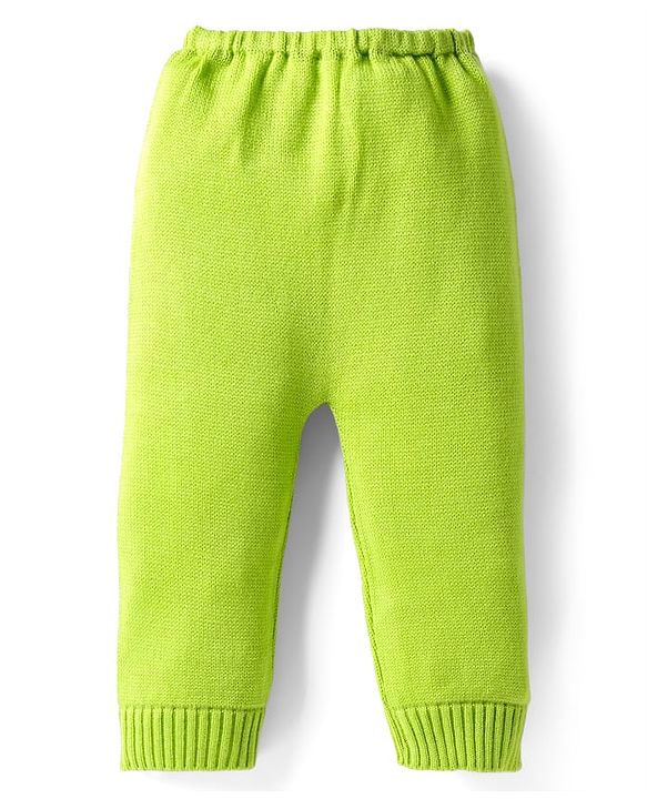 Babyhug Knit Full Sleeves Pullover Striped Sweater Set - Blue & Lime Green