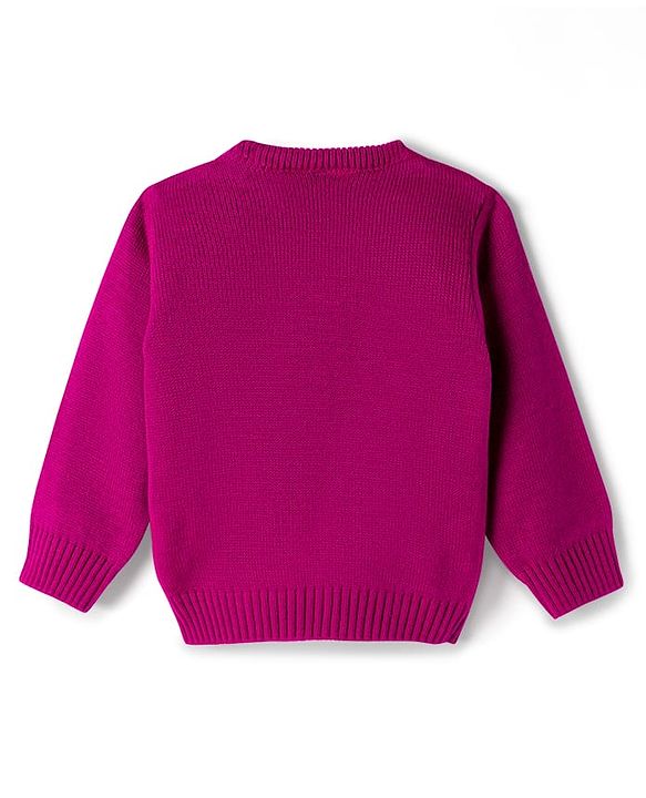 Babyhug Knit Full Sleeves Pullover Sweater Set with Heart Design - Pink
