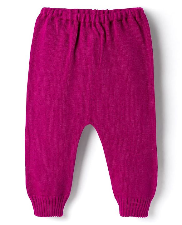 Babyhug Knit Full Sleeves Pullover Sweater Set with Heart Design - Pink