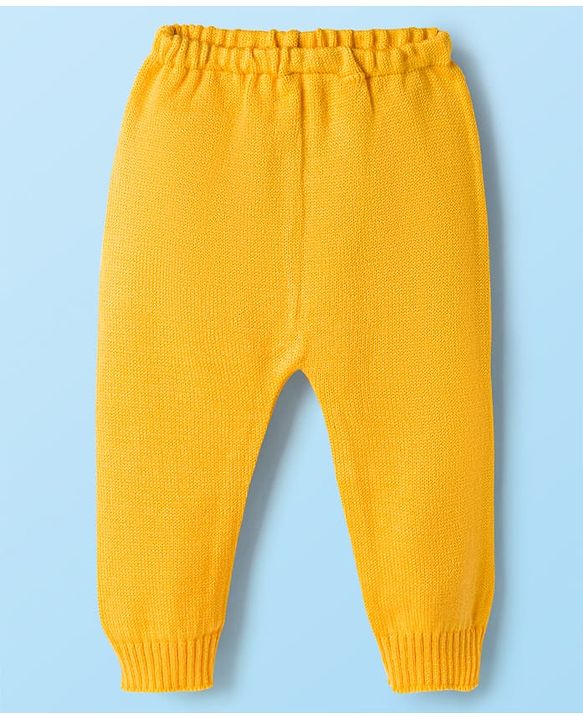 Babyhug Knit Full Sleeves Pullover Sweater Set with Color Block - Yellow