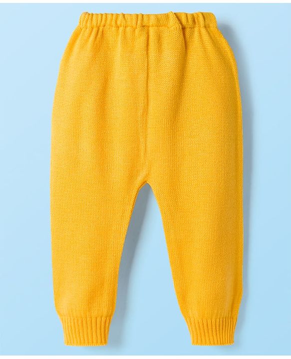 Babyhug Knit Full Sleeves Pullover Sweater Set with Color Block - Yellow